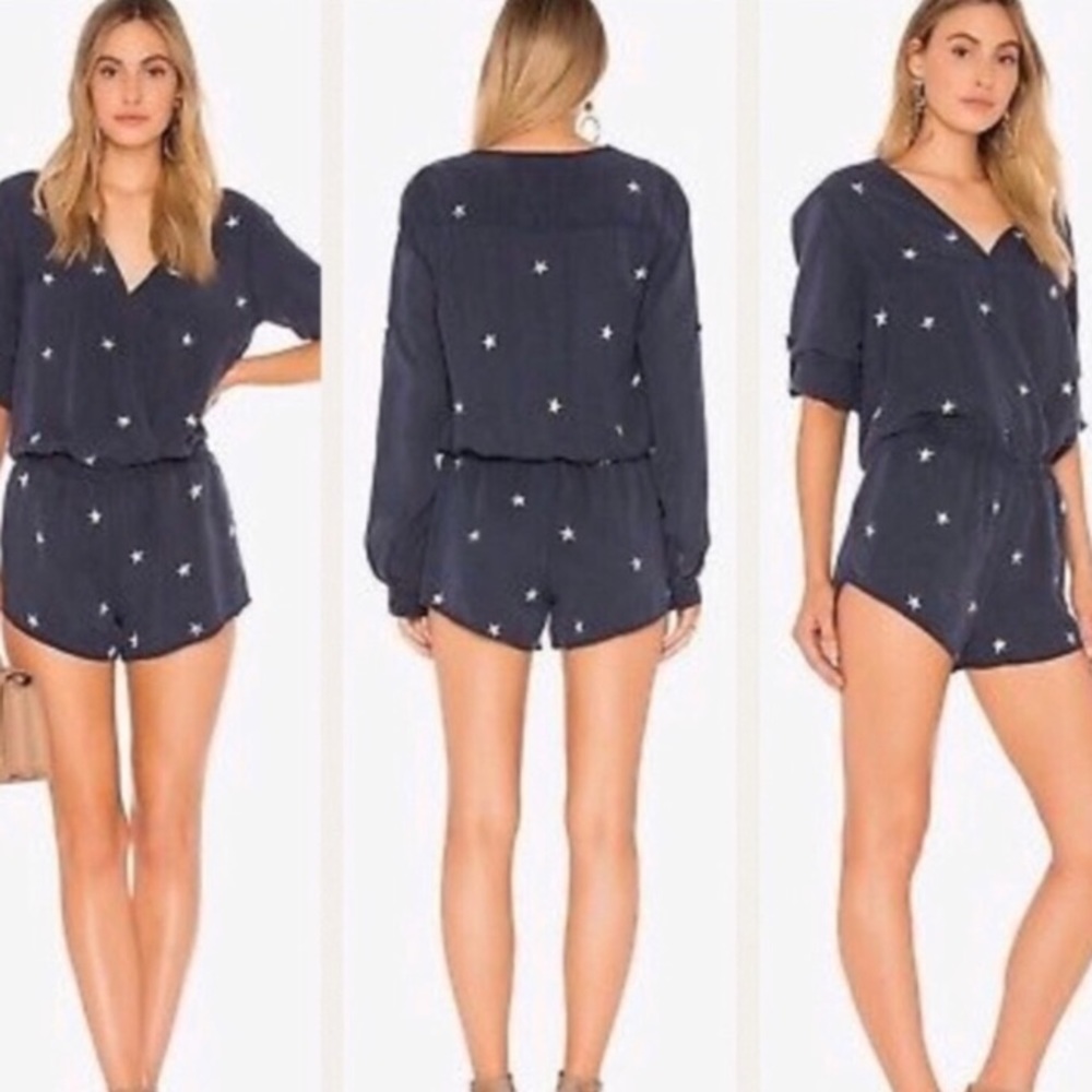 Anthropologie Navy Star Print Romper